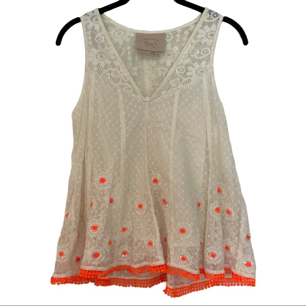 Anthropologie Vanessa Virginia Lace Peasant Top Women's Size 6 Petite